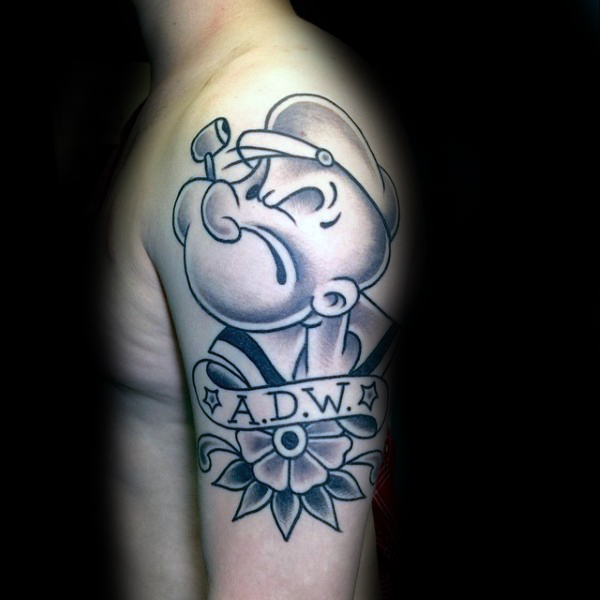 Elegant Popeye Tattoo On Sleeve Site Title.